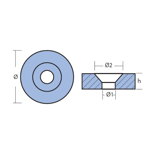 Anodo Rondella per blocco motore Yamaha Mariner, Anodi Yamaha da Ø 20 Zinco